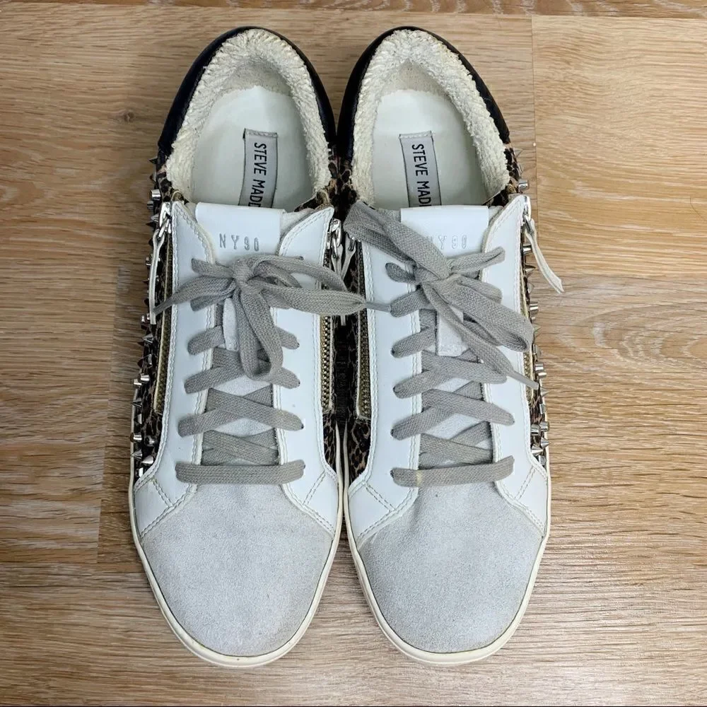 Steve Madden Women’s Size 11 Parka Studded Zippered Leopard Sneakers, Size 11