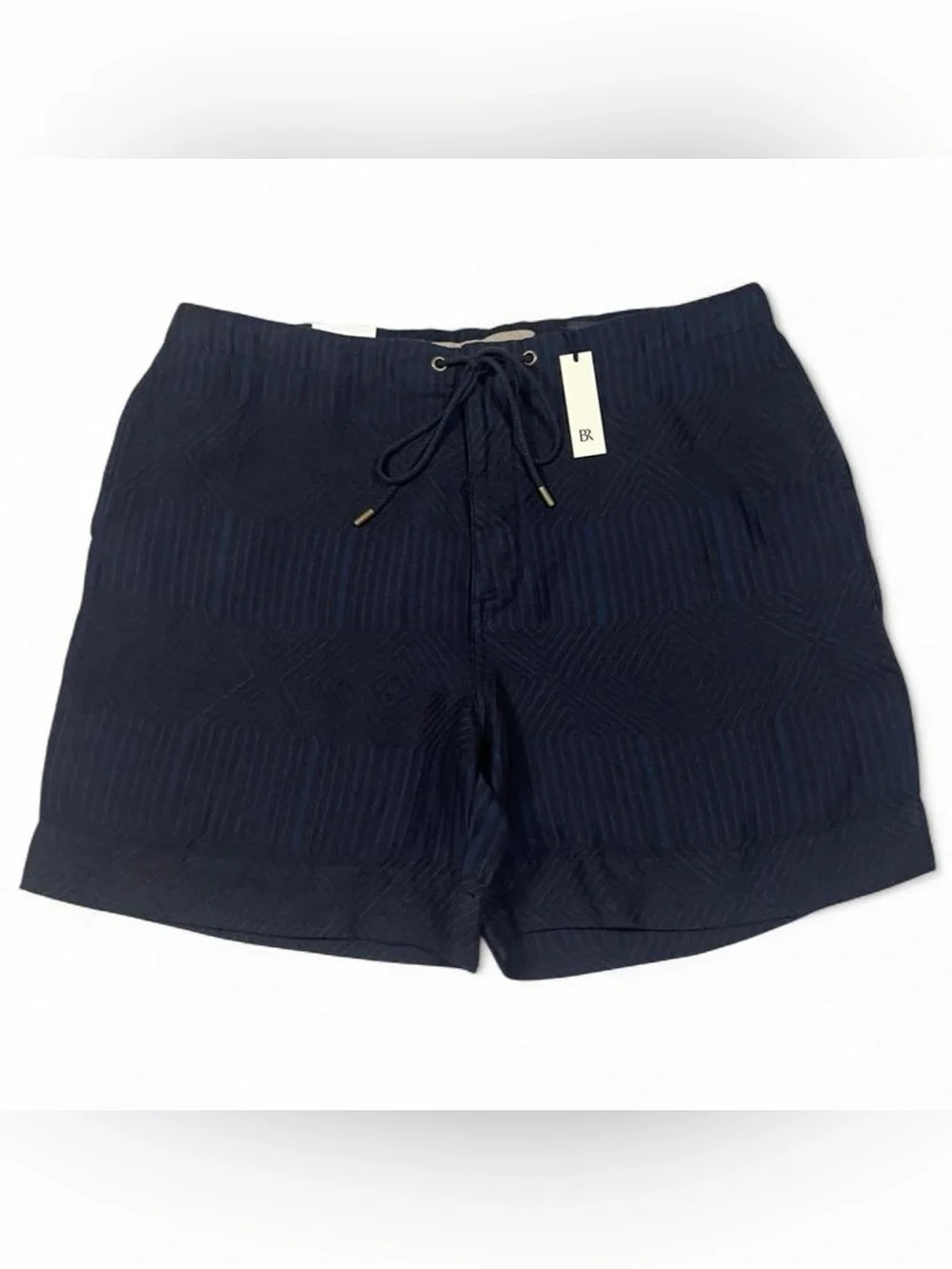NWT Banana Republic Linen Blend Navy Blue Striped Shorts Men’s Size Large L6 $90