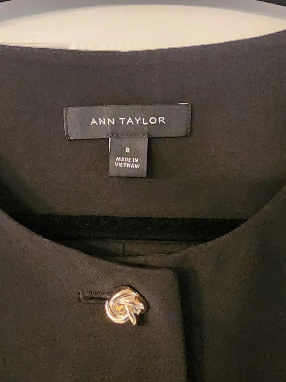 Ann Taylor Peplum Vest with Gold Knot Button