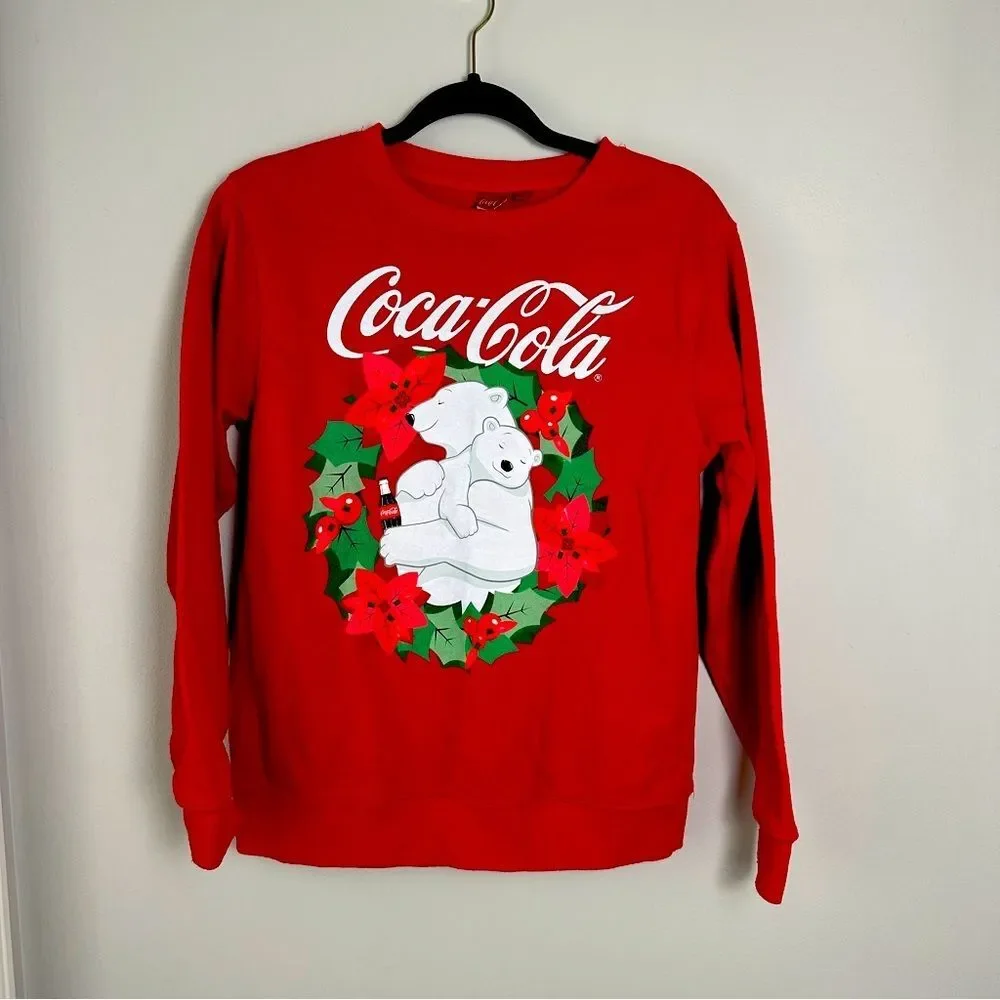 Coca-Cola Crewneck Christmas Sweater Red Bears Small Holiday Festive