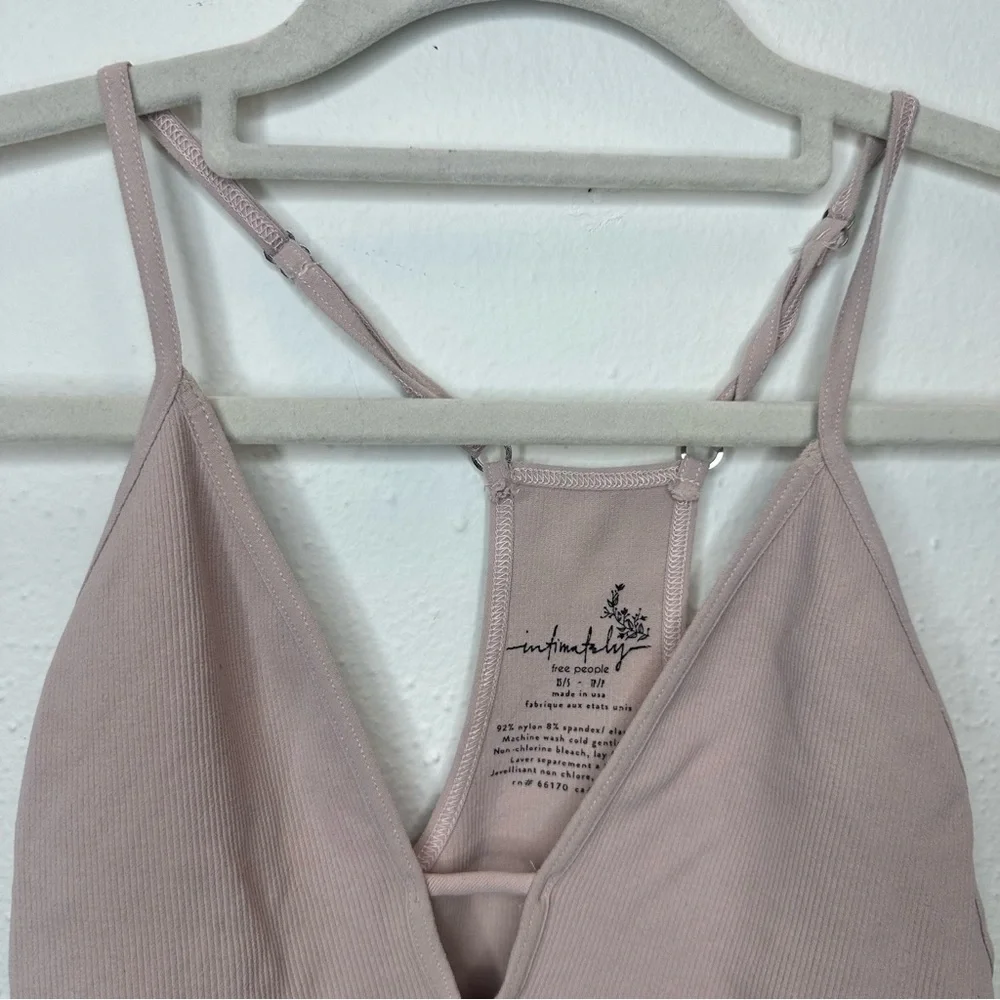 Free People Intimately Move Along Beige Ribbed Bodysuit Size XSmall/Small