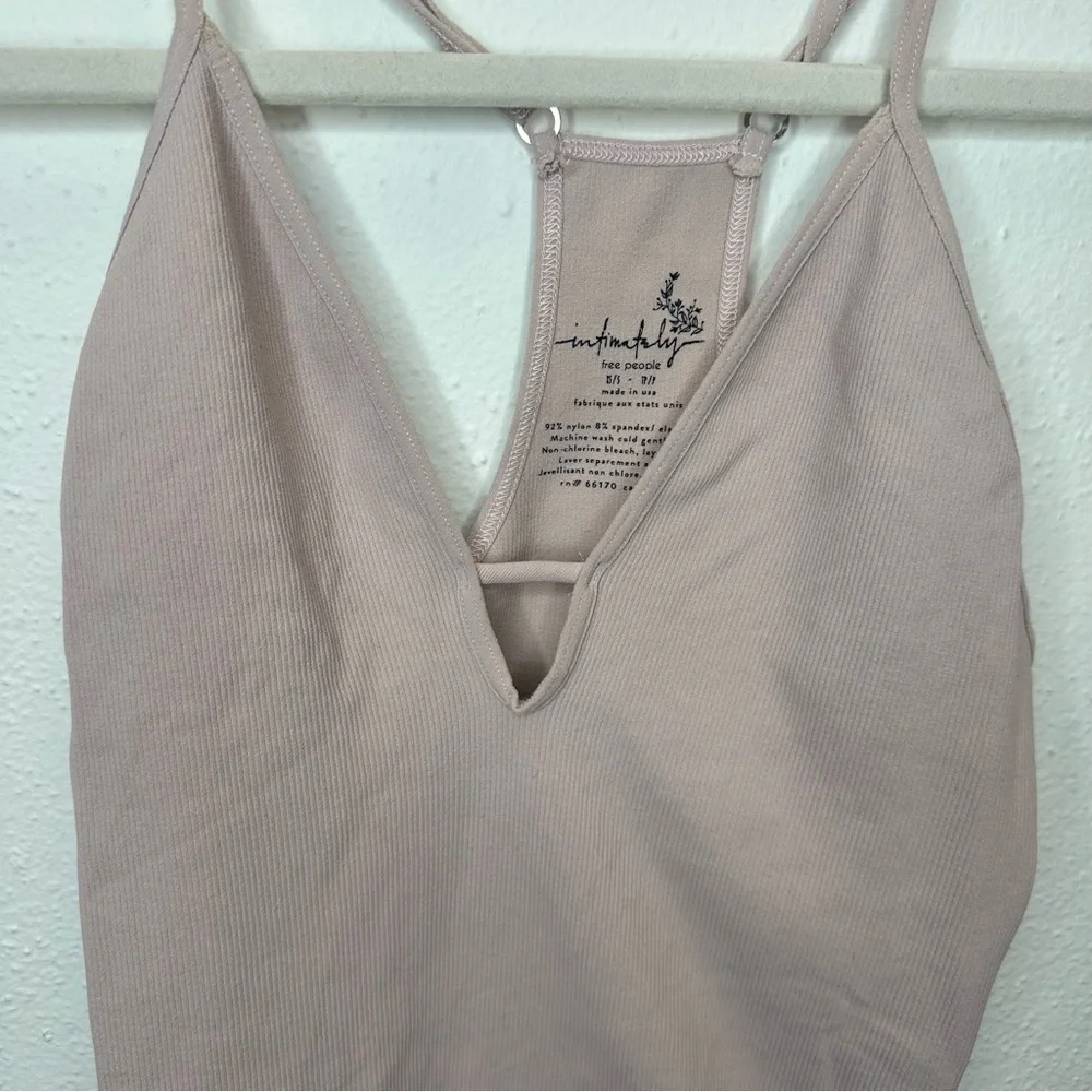 Free People Intimately Move Along Beige Ribbed Bodysuit Size XSmall/Small