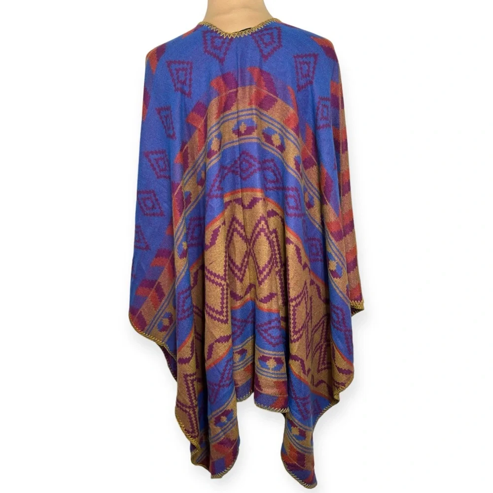 Eddie Bauer multicolor earth tone aztec southwest western Blanket Shawl OS
