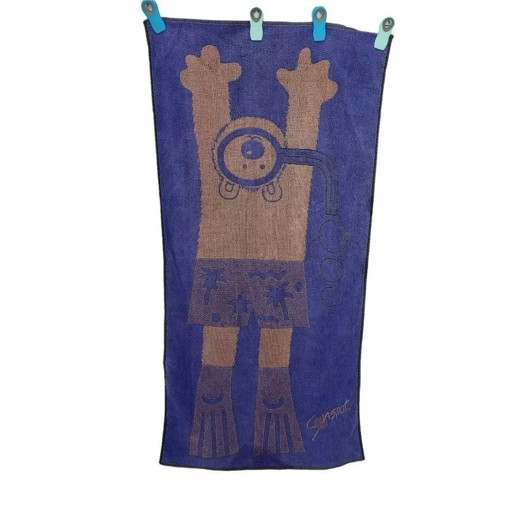 Vintage SonSpot Brand Beach Towel Blue Bear Summer Cotton‎ Fins Googles