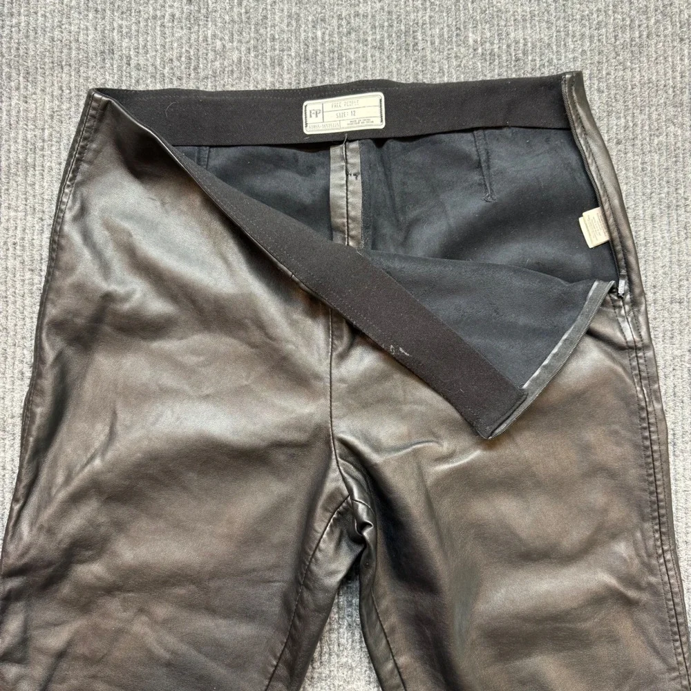 Black Vegan Leather Pants 12‎ Ankle Zip Moto Streetwear Chic Fitted  Free People