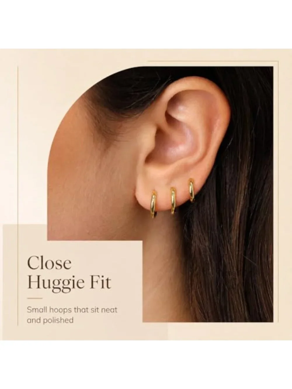 14K Gold Plated Hoop Earrings Set Hypoallergenic Stackable CZ Studs
