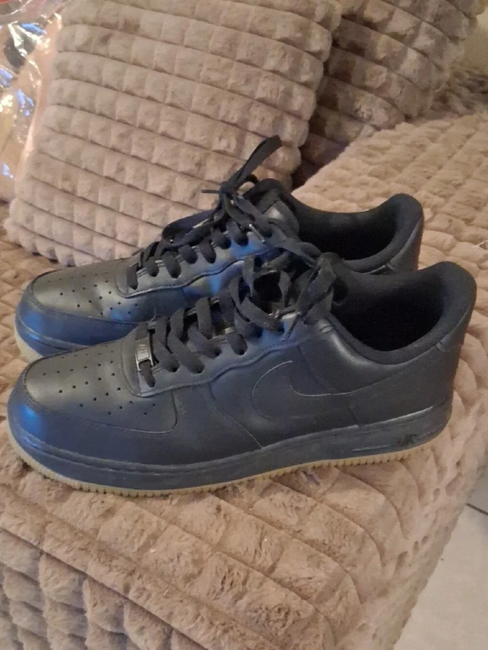 Nike Black Leather Low-Top Sneakers with Gum Sole