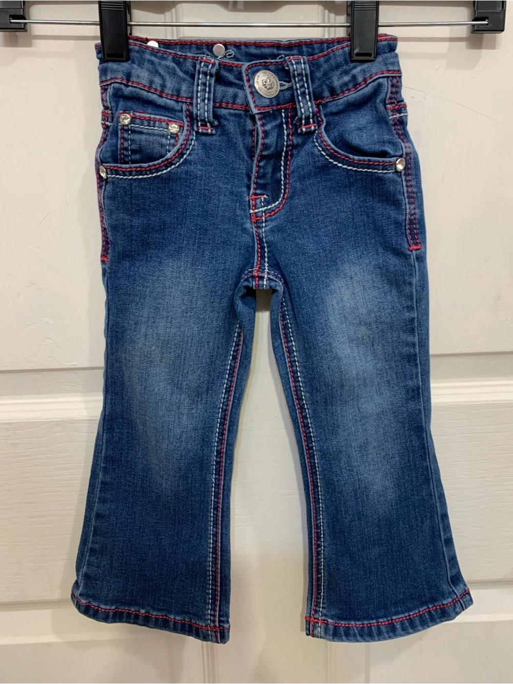 Toddler Girl 2T Wired Heart Bootcut Western Denim Pink & Bedazzled Jean.    3707