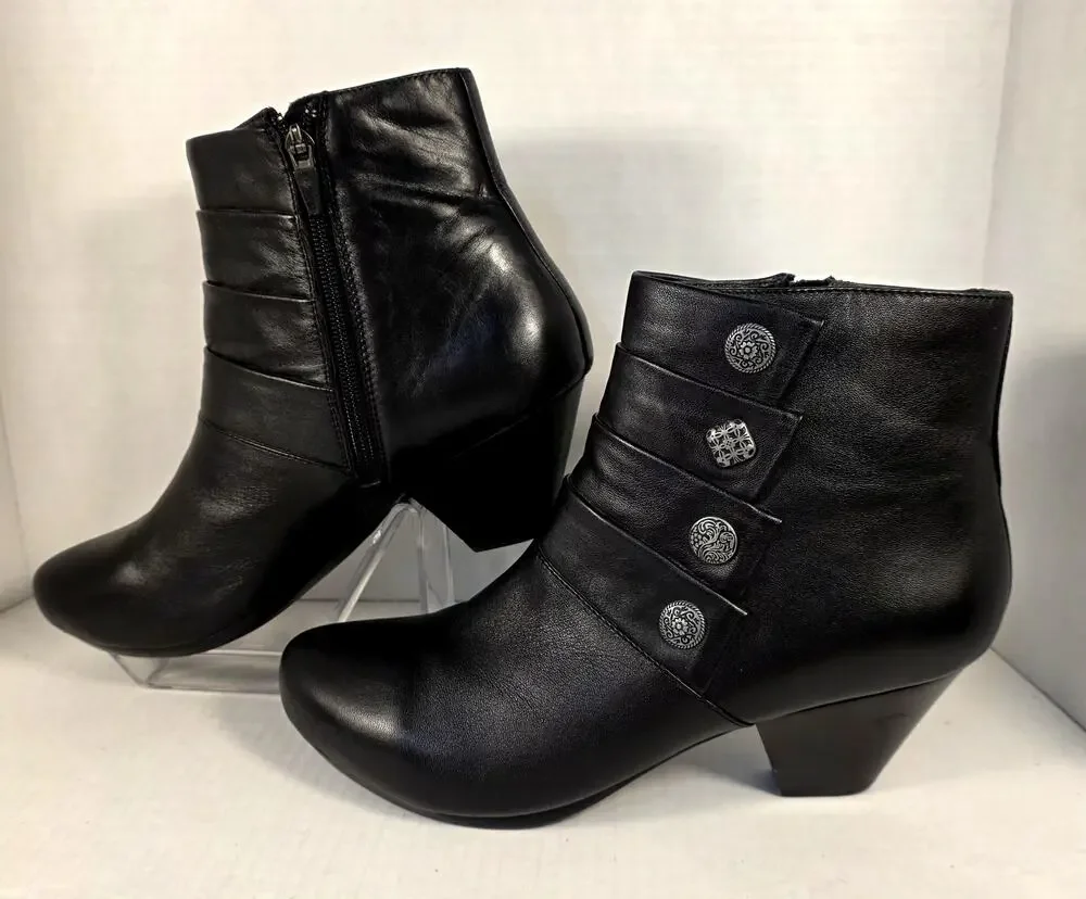 Dansko Baker Black Leather Button Ankle Boots Booties Size 41 US 10.5-11 Comfort