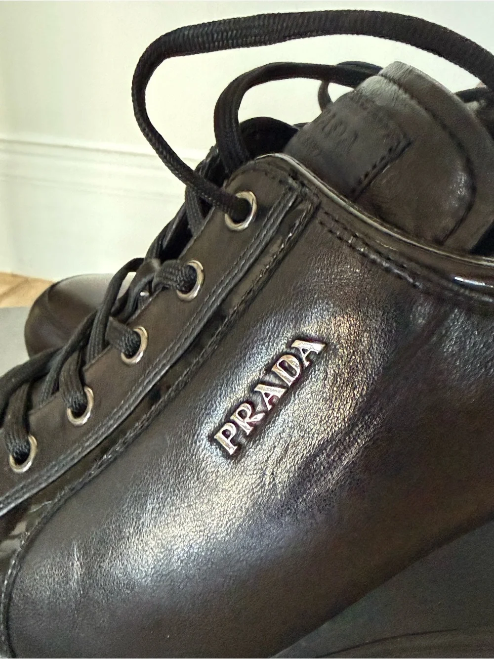 Prada black leather