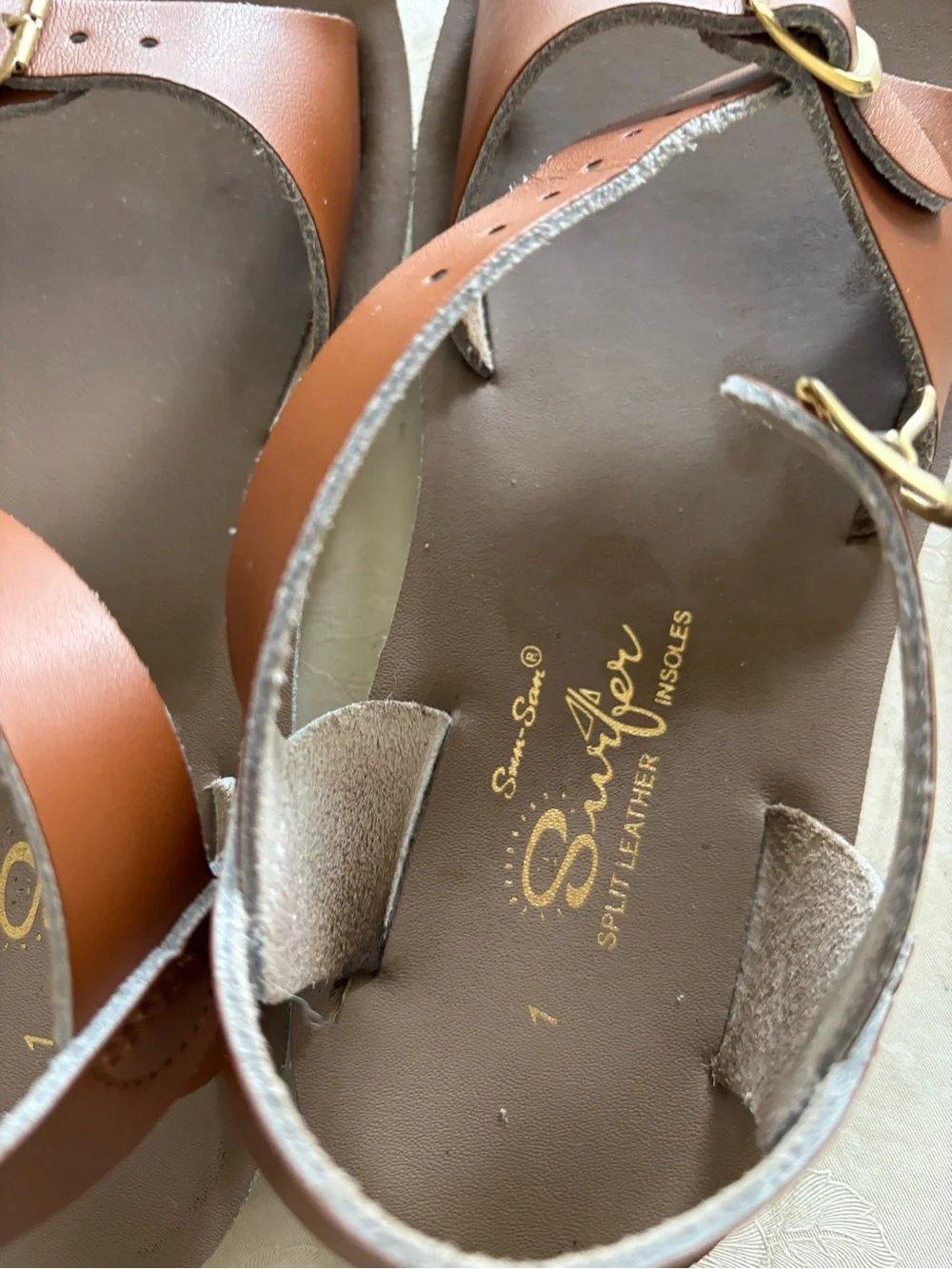 Salt Water Girl Brown Leather Buckle Sandals size 1