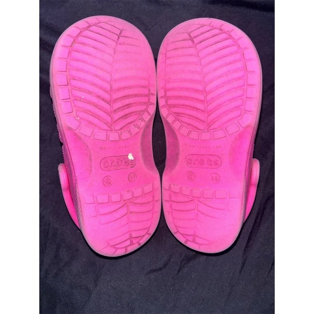 Crocs Baya Clog Unisex Kids Sandals Electric Pink Slip-On Size C11 fair cond