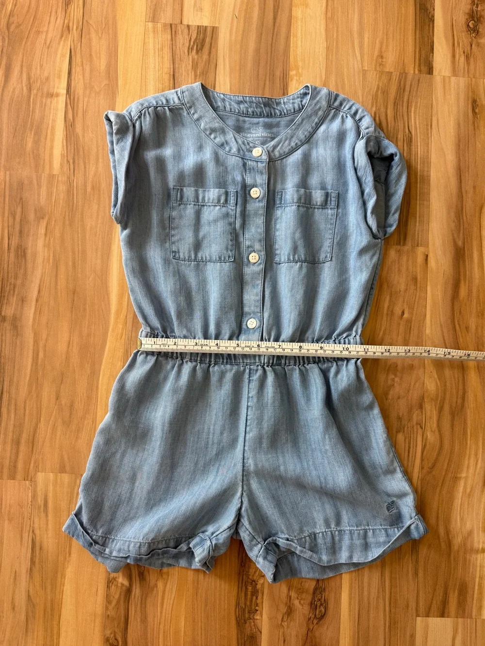 Vineyard Vines Light Blue Chambray Girls' Short Romper