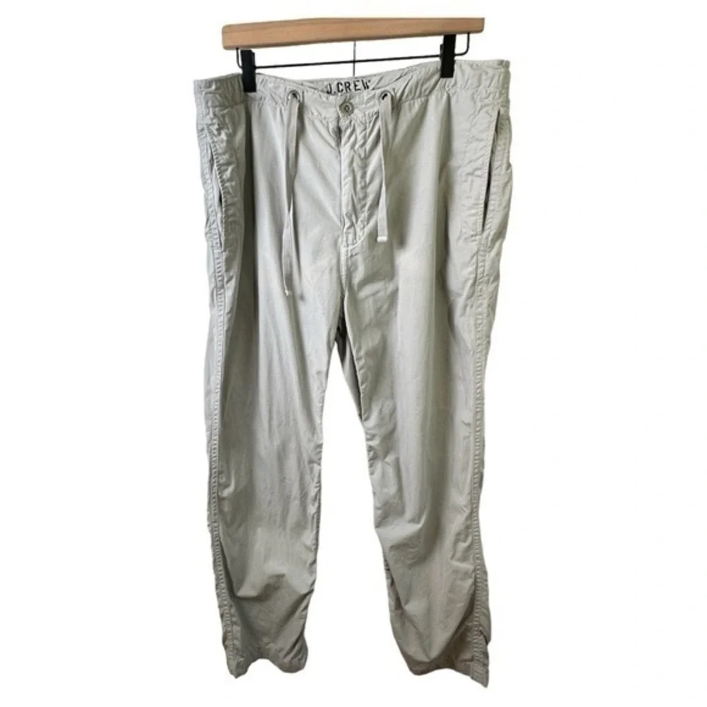 J Crew Pants Mens 36x30 Canvas Chino Lightweight Gray Drawstring Ankle Summer
