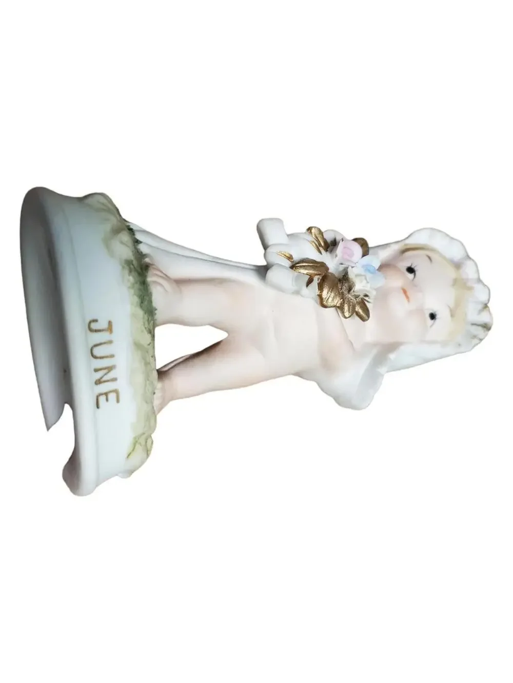 Lefton birthday month angel, June bride, Vintage girl figurine, tagged, kw331