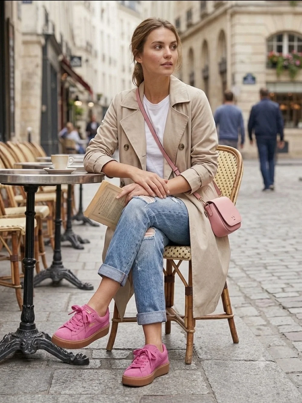 Puma Barbie Pink Suede Sneakers with Gum Platforms Soles