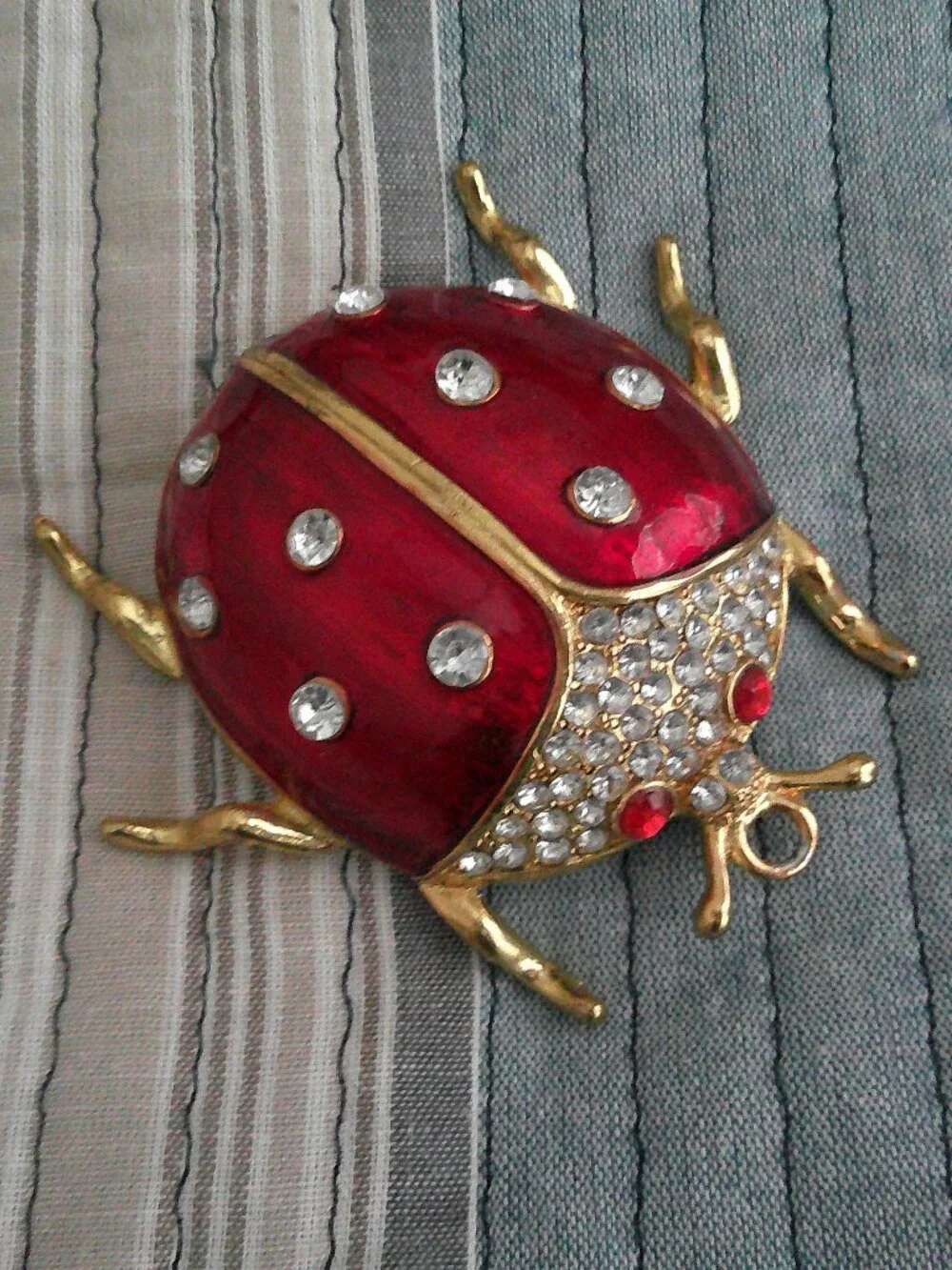 metal ladybug-shaped decorative item with Rhinestones