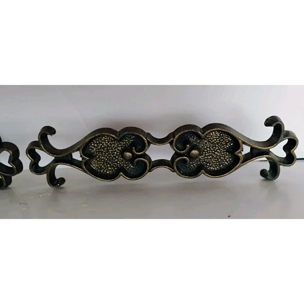 Pair Vintage Keeler Brass Co K656 FU 3602 Drawer Pulls Ornate Regency 3