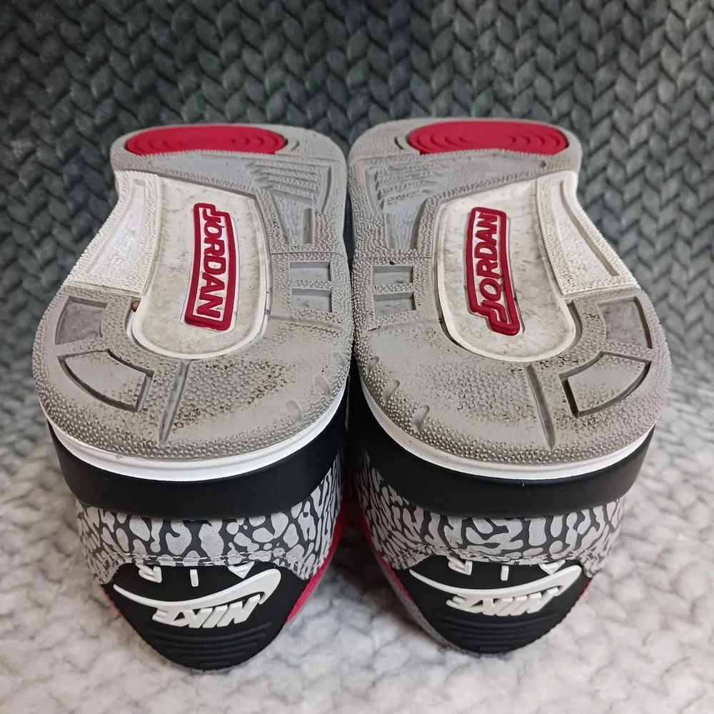 Jordan 3 Retro SE Mid Unite GS Fire Red Cement Grey Leather Sneakers Shoes Sz 7Y