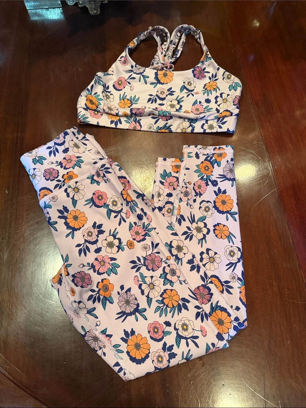 Floral Pink Women's Jumpsuit Set - Floral Print Active Romper