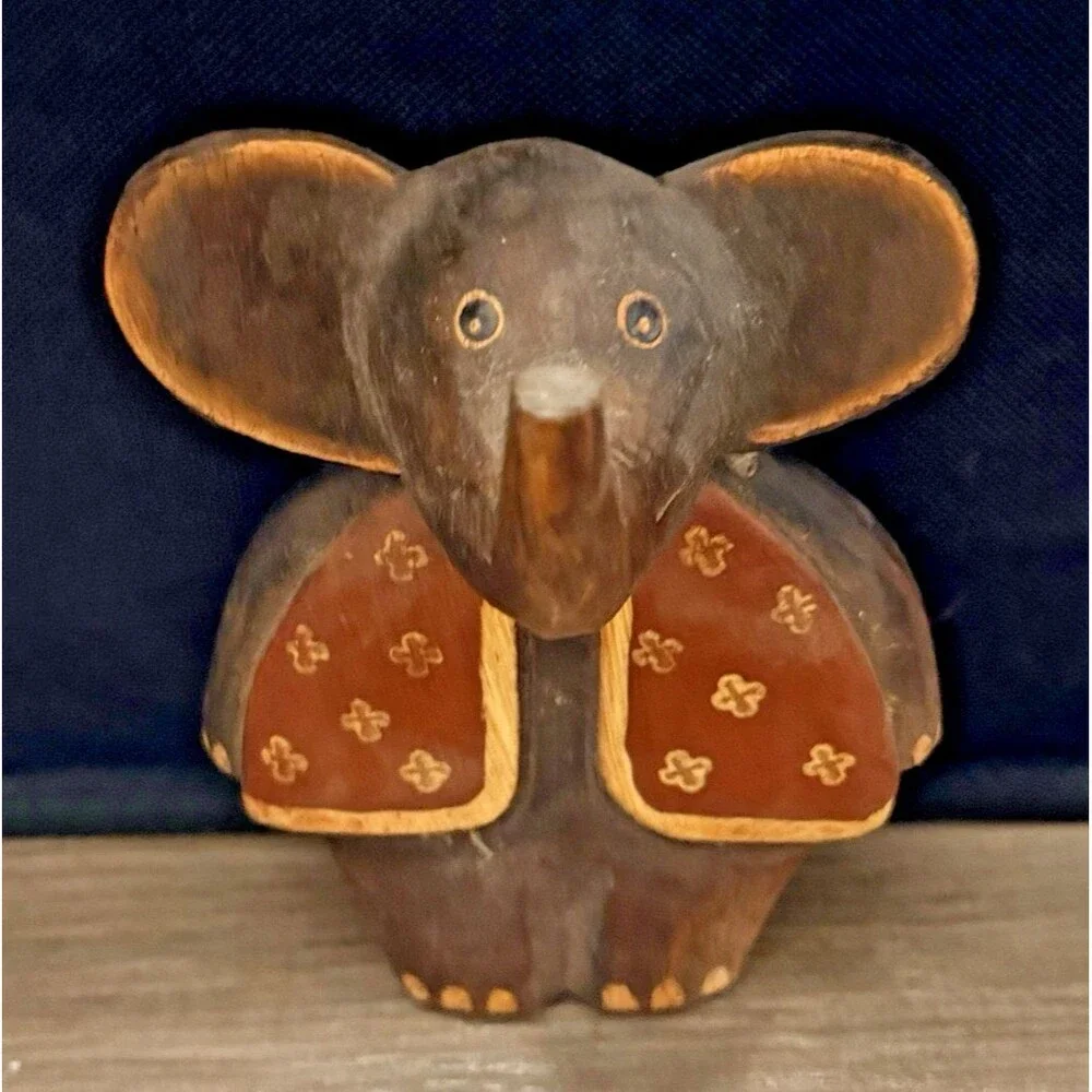 Wooden Hand Carved Elephant Hanging Wall Hook Decor Boho