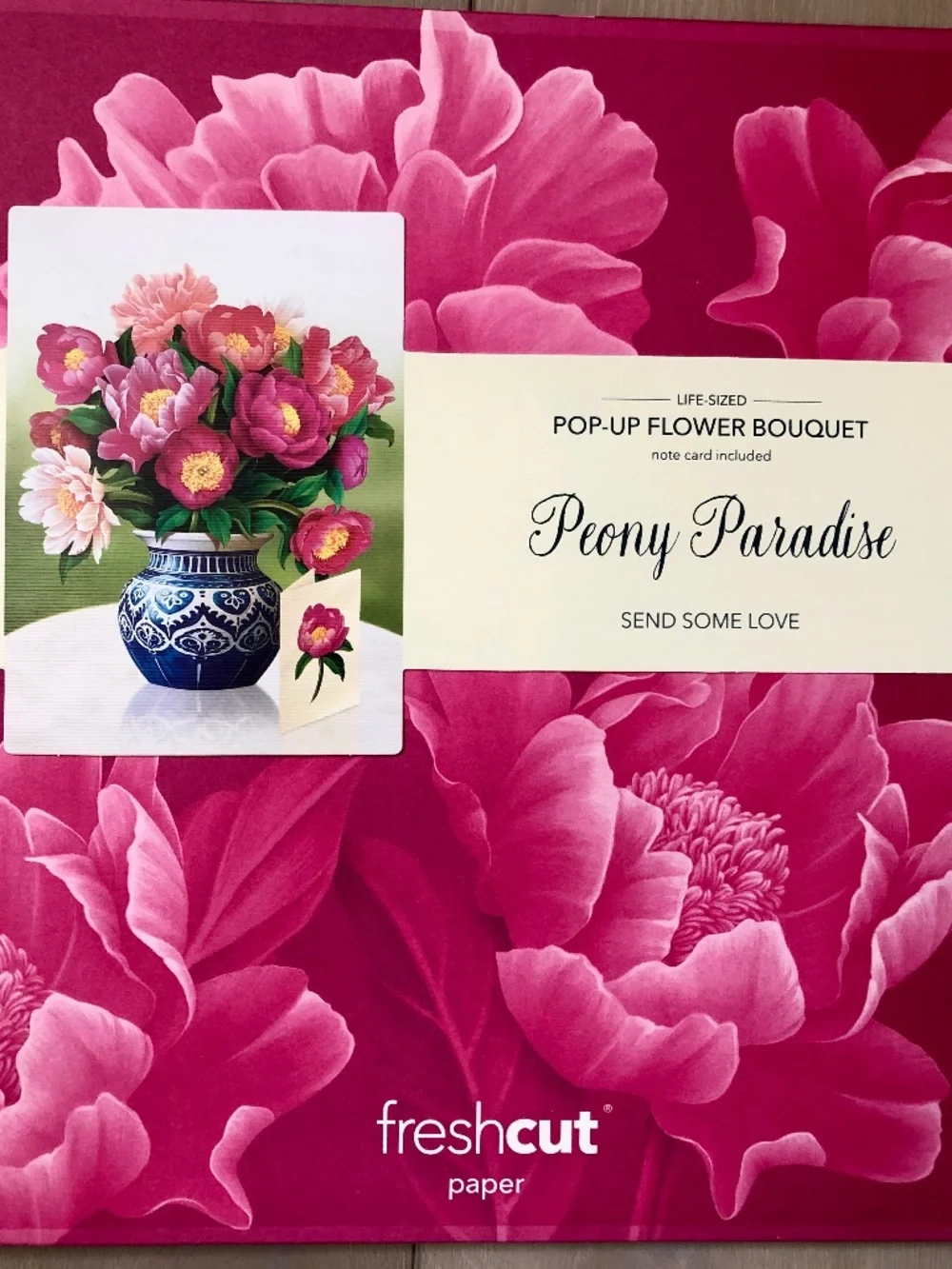 New‎ Peony Floral 3D Pop Up Bouquet