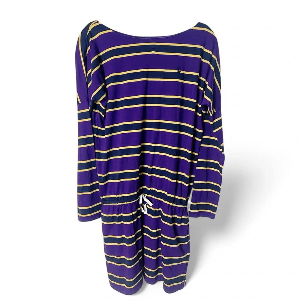 Ralph Lauren - Girls Striped Shirt‎ Dress Drawstring Waist  Purple Gold - Sz. L