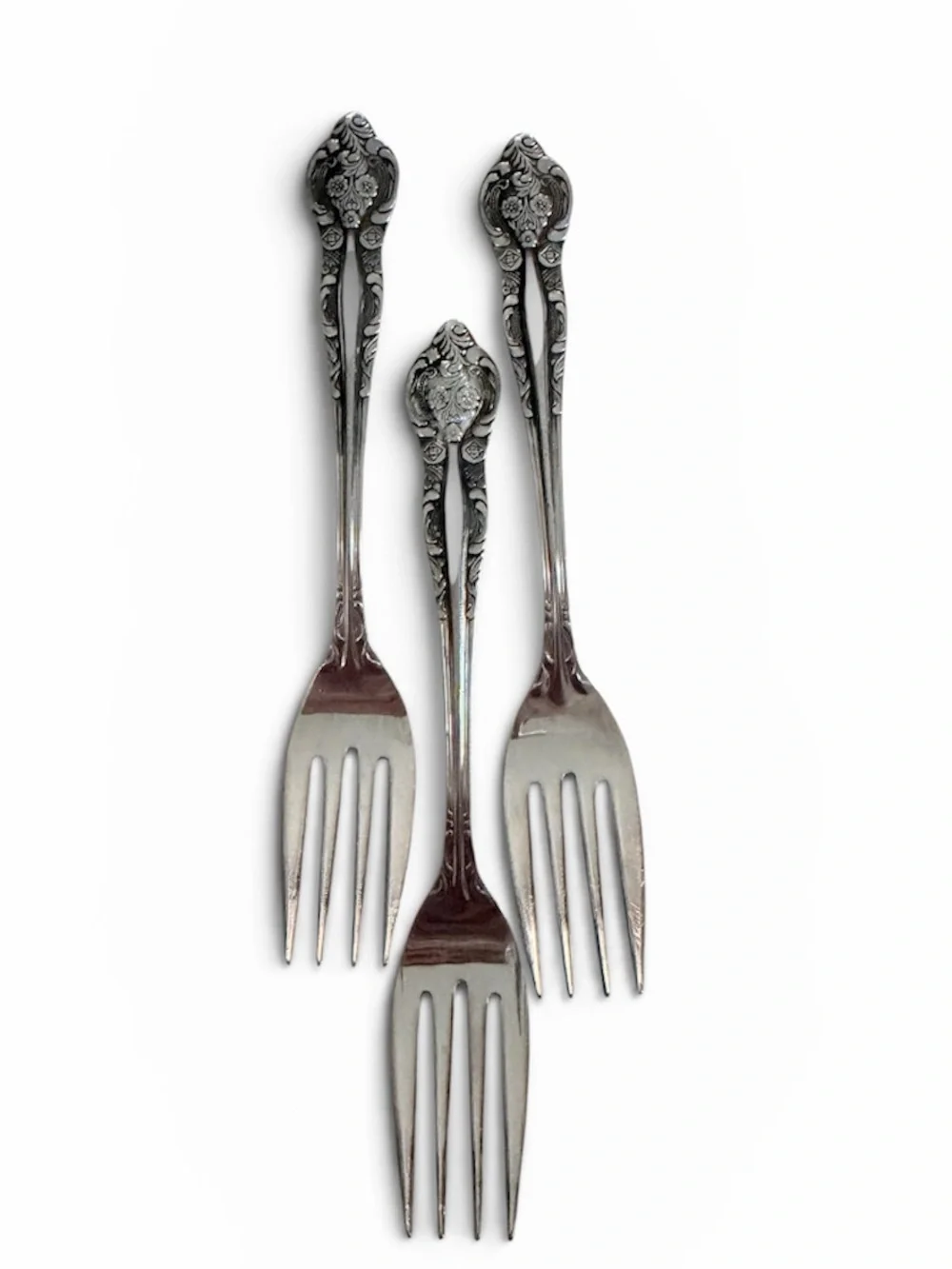 Kimco‎ Stainless Ornate Floral Embossed Forks Set of 3 Vintage Flatware