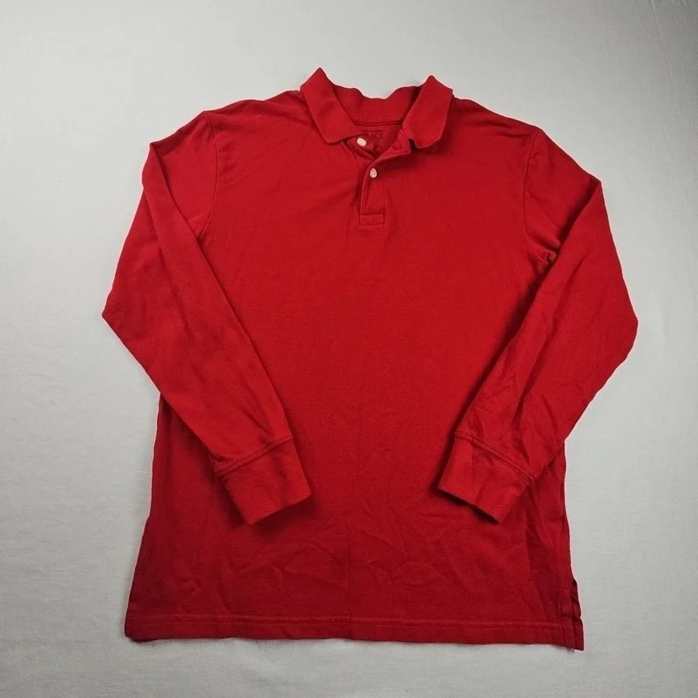 Children's Place Polo Shirt Boys XXL Red‎ 100% Cotton Long Sleeve Performance