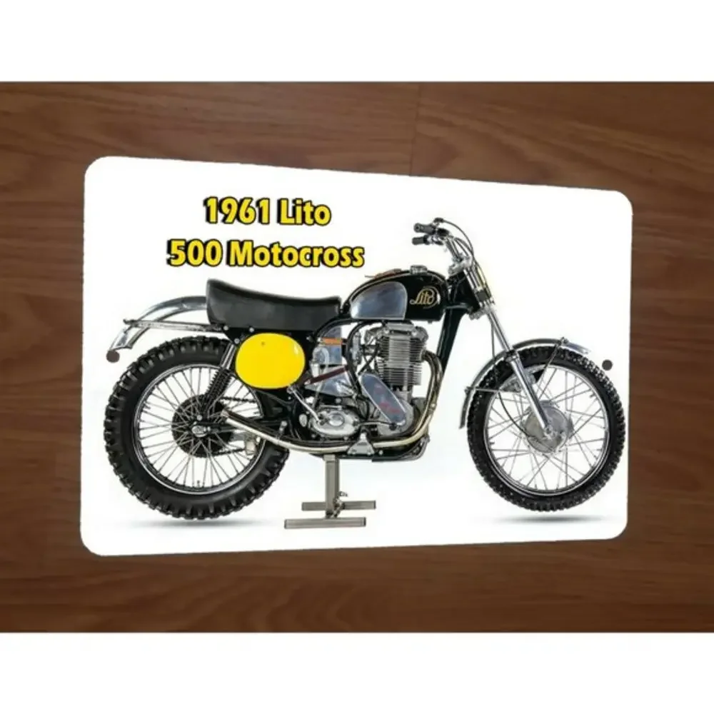 1961 Lito 500 Motocross Motorcycle Dirt Bike 8x12‎ Metal Wall Sign