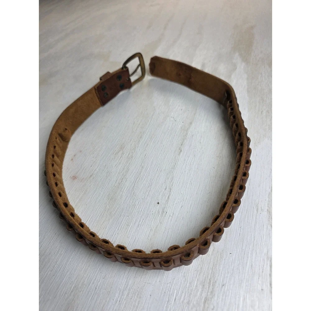 Vintage Brown Leather Cartridge Belt Western Cowboy Kid Costume Boho Grunge 28in