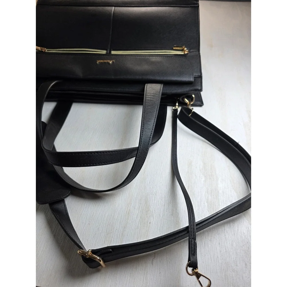 Lovevook Black Laptop Tote Bag Set Work Briefcase Minimalist Academia Large