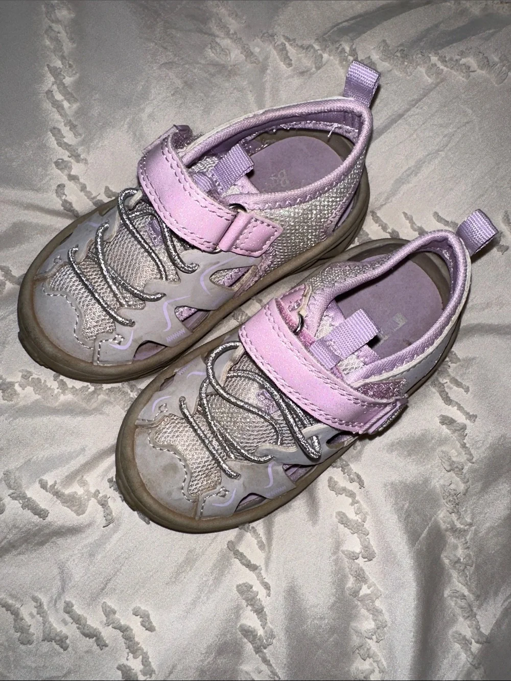 OshKosh B'gosh Lilac and Silver Kids Sneakers with Hook-and-Loop Strap