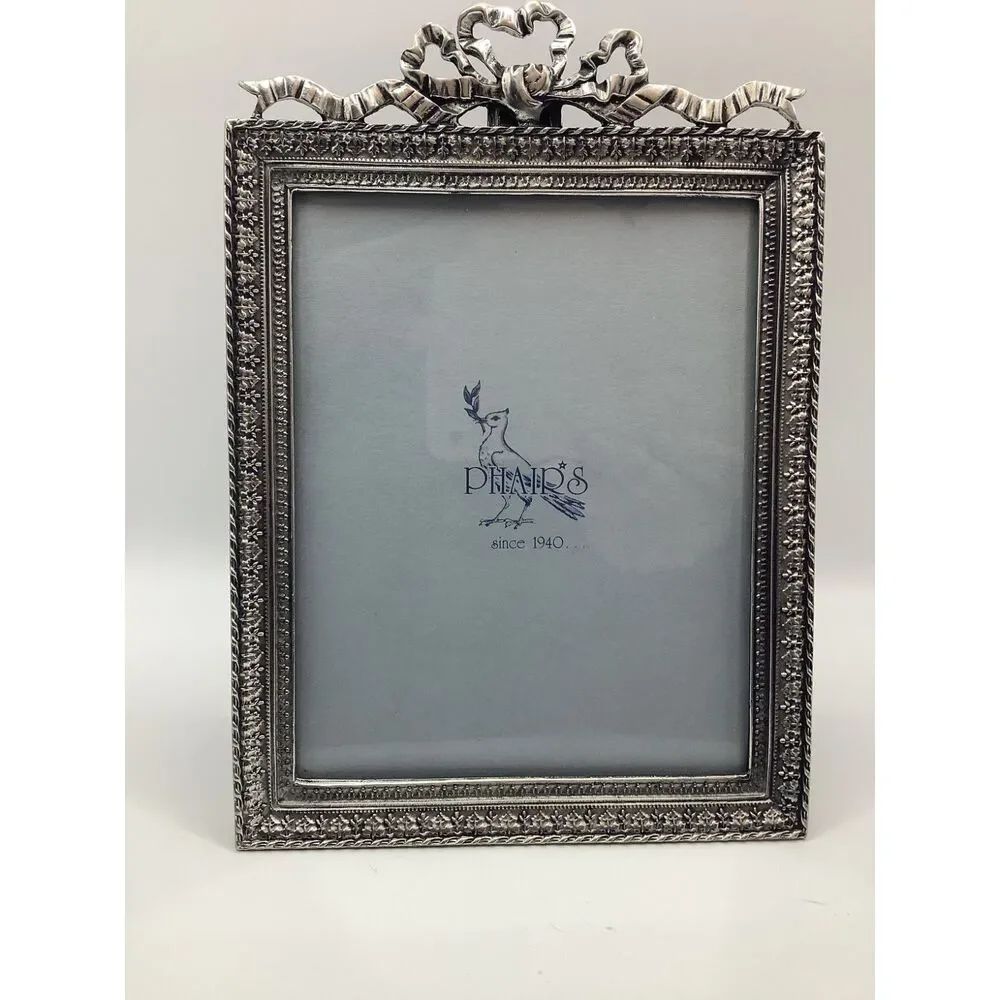 Vintage 1987 Elias Artmetal Fine Pewter 925 Silver Ornate Bow Frame USA 1753