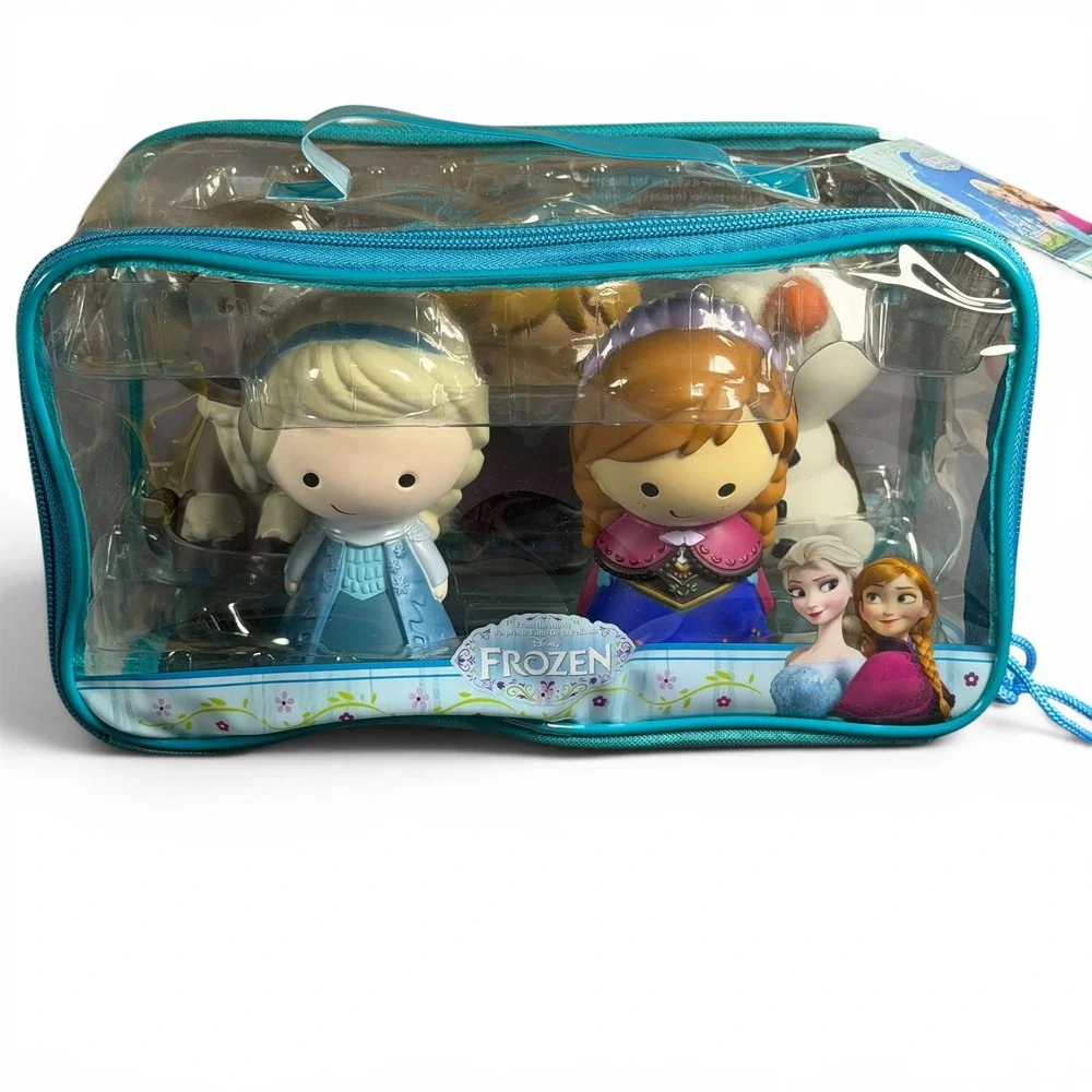 Disney Frozen Bath Toy Set Elsa Anna Olaf Sven Kristoff 5 Piece Case