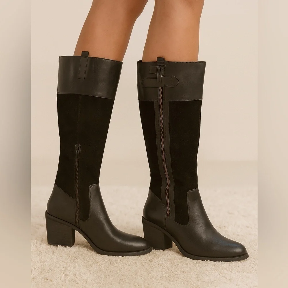 👢NWOT Born Thea Black Suede Boots Sleek Design