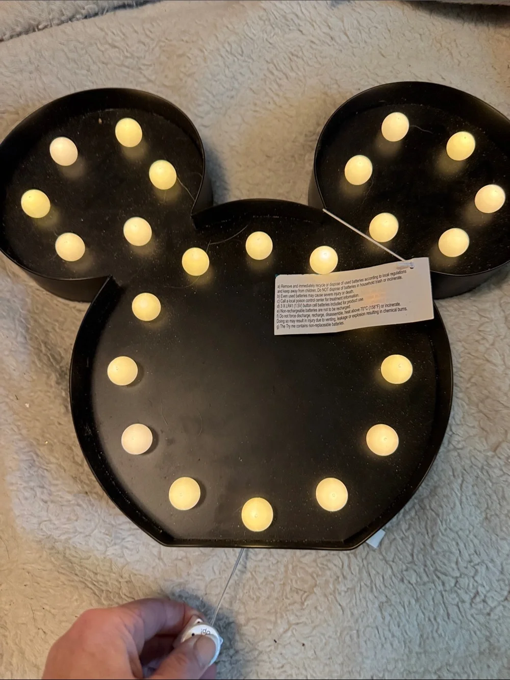 Disney Black Mickey LED Marquee Party Light with Warm White Bulbs Mickey Minnie