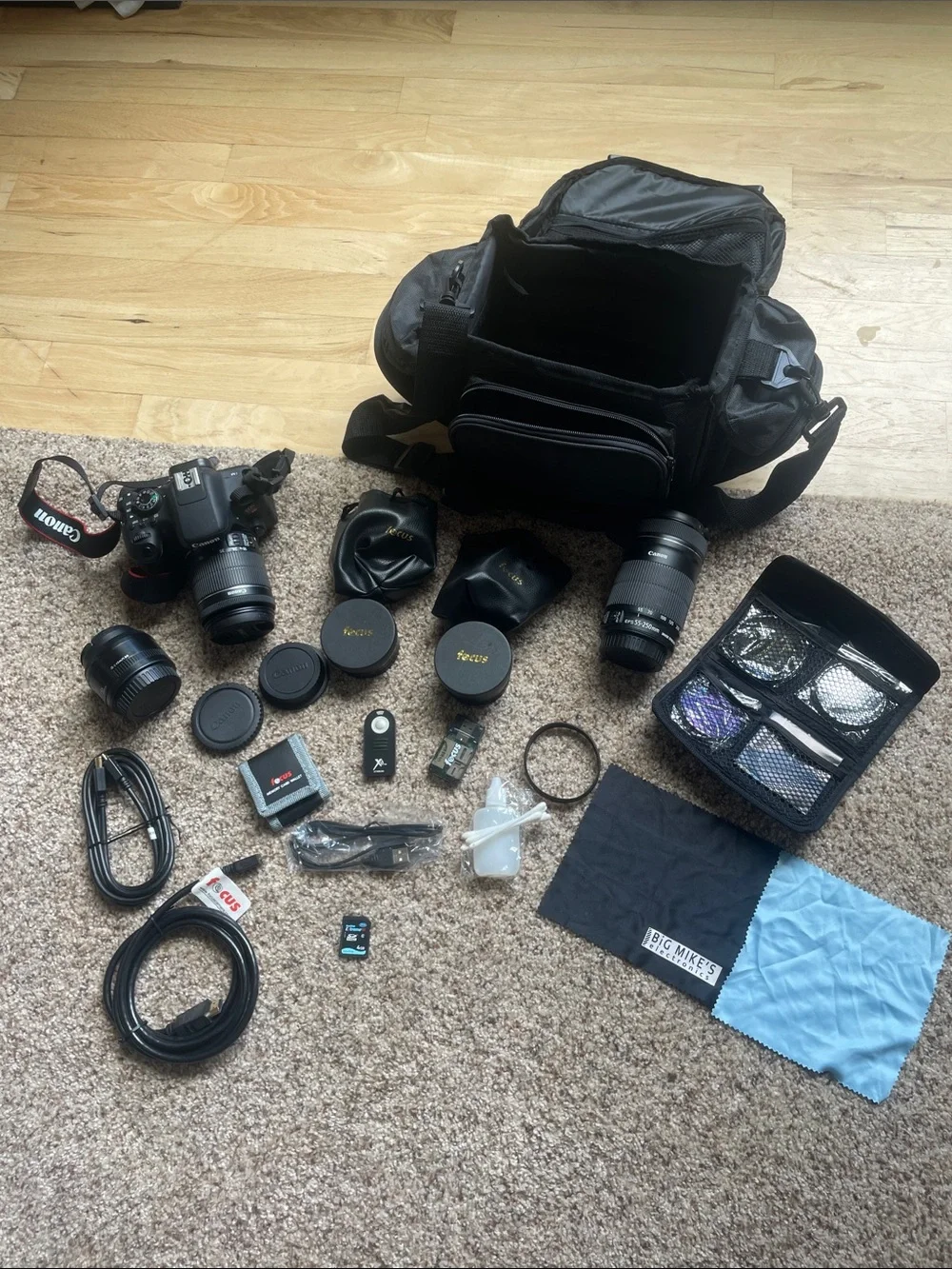 Canon Black DSLR Camera Bundle with Lenses, Accessories & Bag