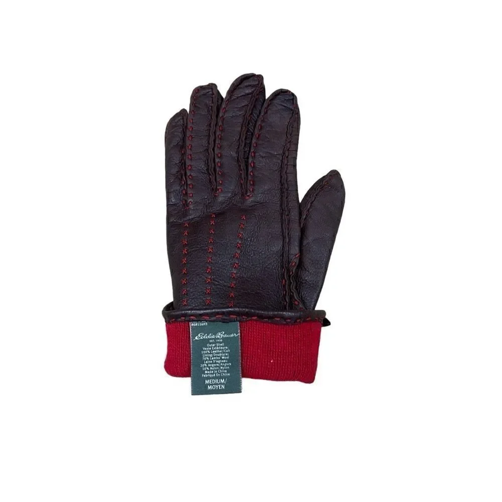 🌟Eddie Bauer🌟Women Red Brown Leather Gloves