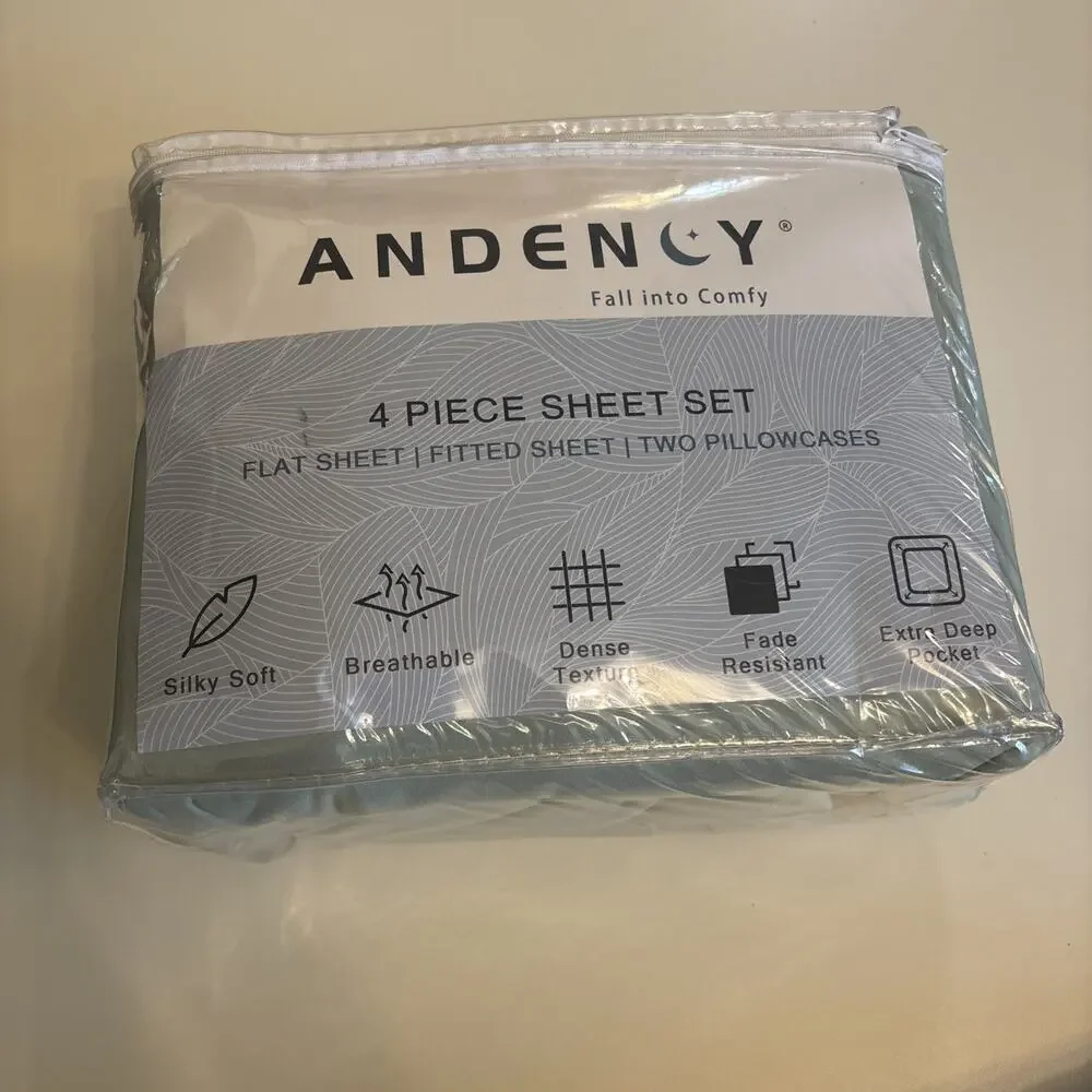 Andency King Size Sheets Set 4 Pieces, Sage Green New In Package