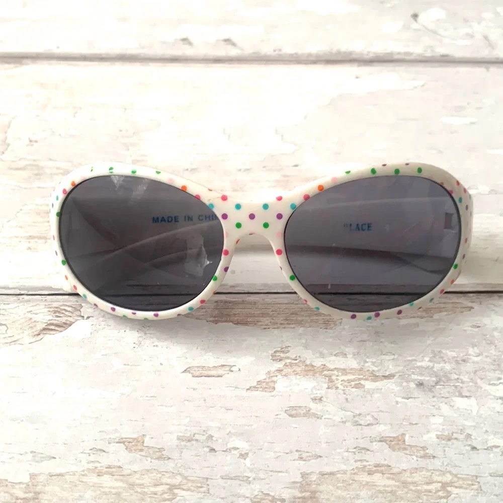 Girls Sunglasses White Polka Dots Oval Frames The Children’s Place UV Protection
