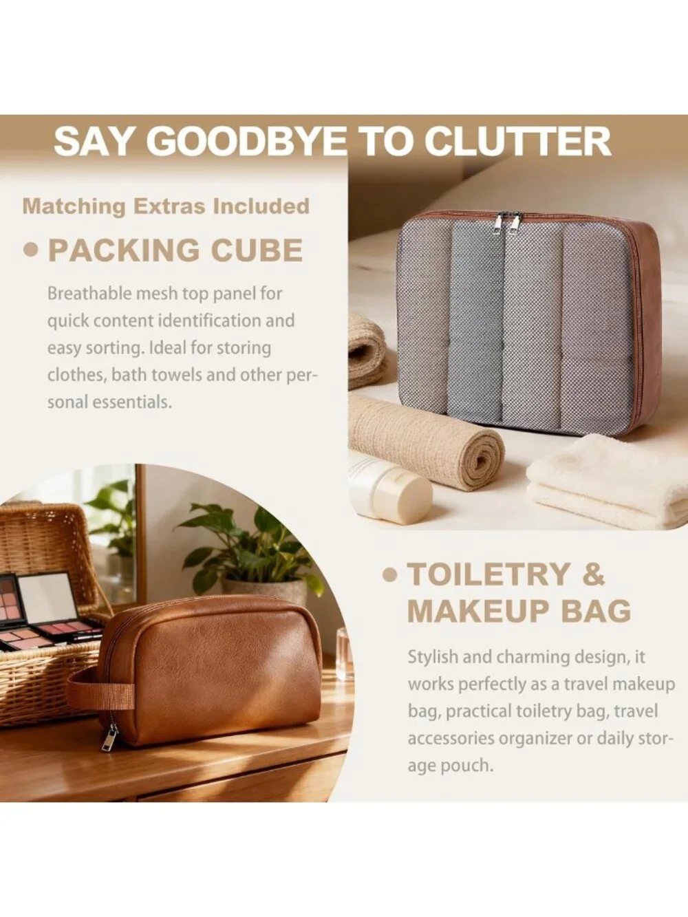Large 3-in-1 Leather Duffle Bag - Travel Weekender Gym Overnight Carry-On with