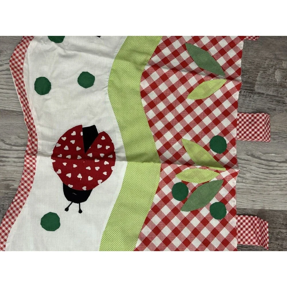 LAST ONE VTG Brittanica Ladybug 3 Piece Twin Set Bedspread Sham Valance