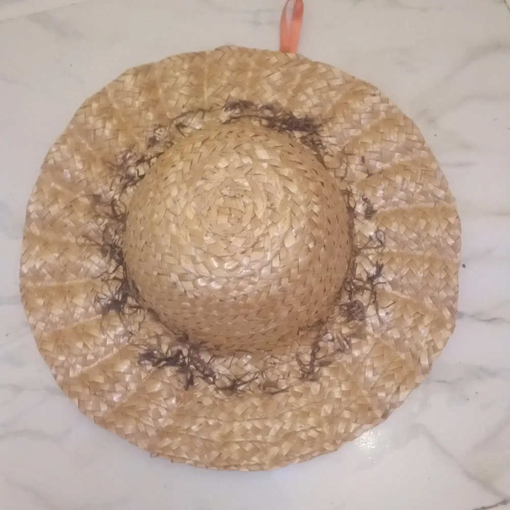 Wall Decor Straw Hat With Grass Decor On Top