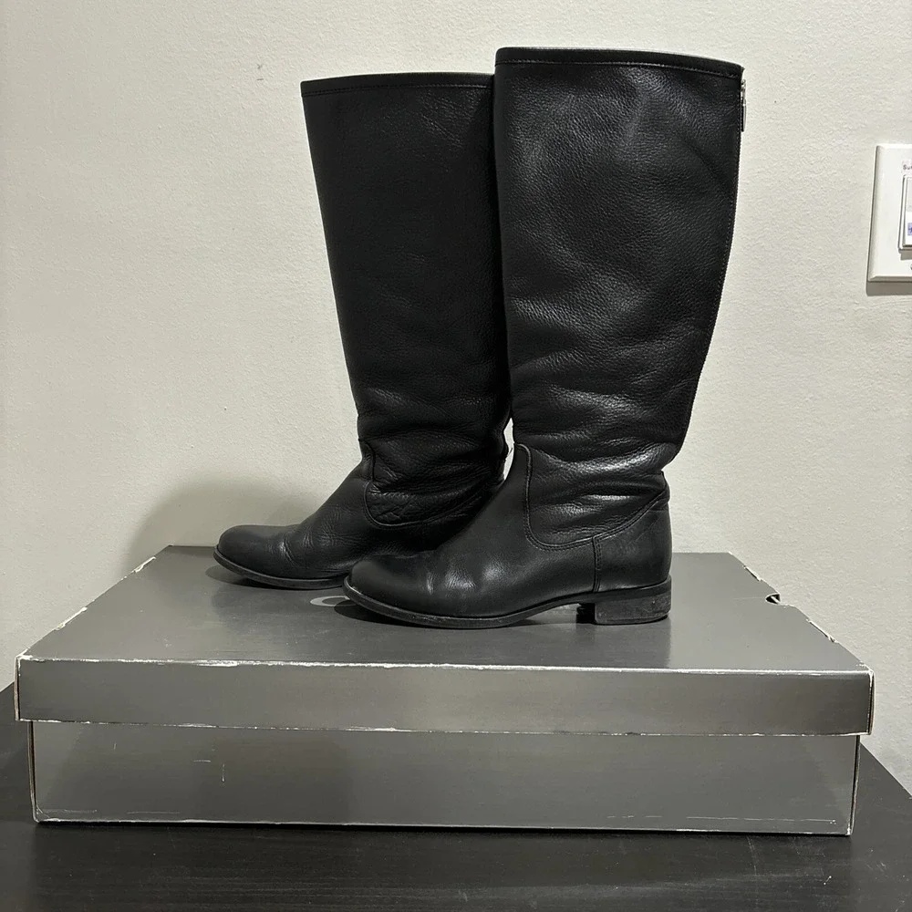 La Canadienne Sarit Black Leather Waterproof Women Knee High Boots US 7M 5446002