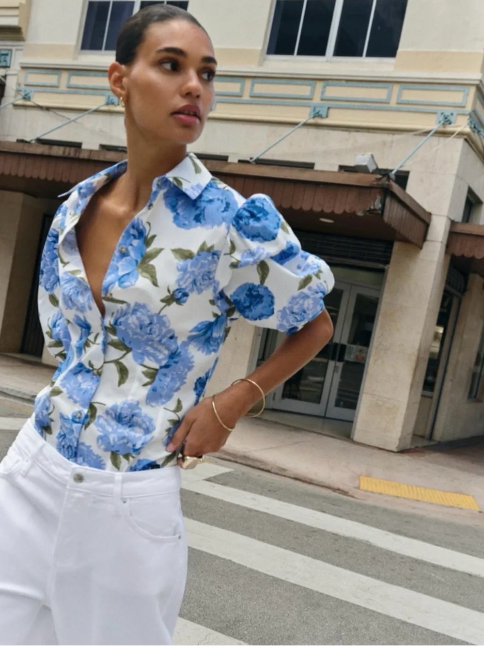Zara Floral Print Poplin Shirt