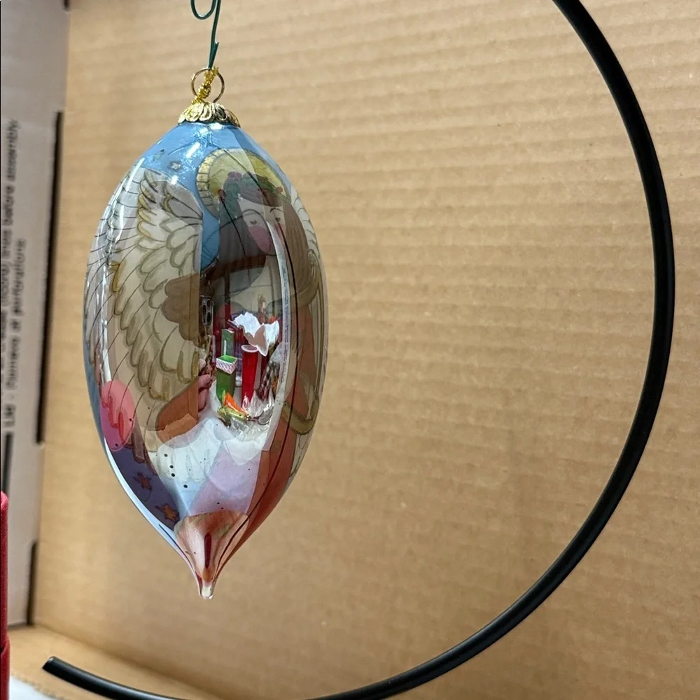 ⭐️Pier 1 Imports 2009 Li Bien Hand Painted Mouth Blown Glass Angel Drop Ornament
