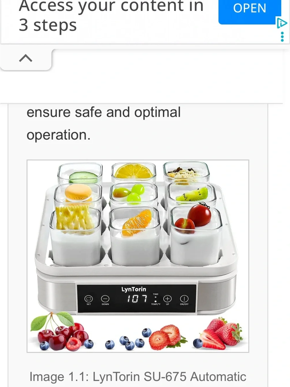 Lyn Torin Probiotic Yogurt Maker 9 Glass Cups 52oz Ea. Model: SU-675 New In Box