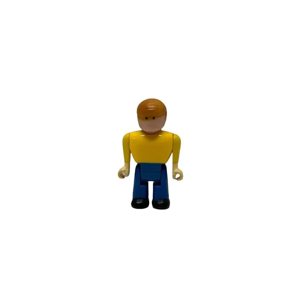 Vintage TYCO Super Blocks Mini Figure Blonde Male Yellow Shirt Blue Pants