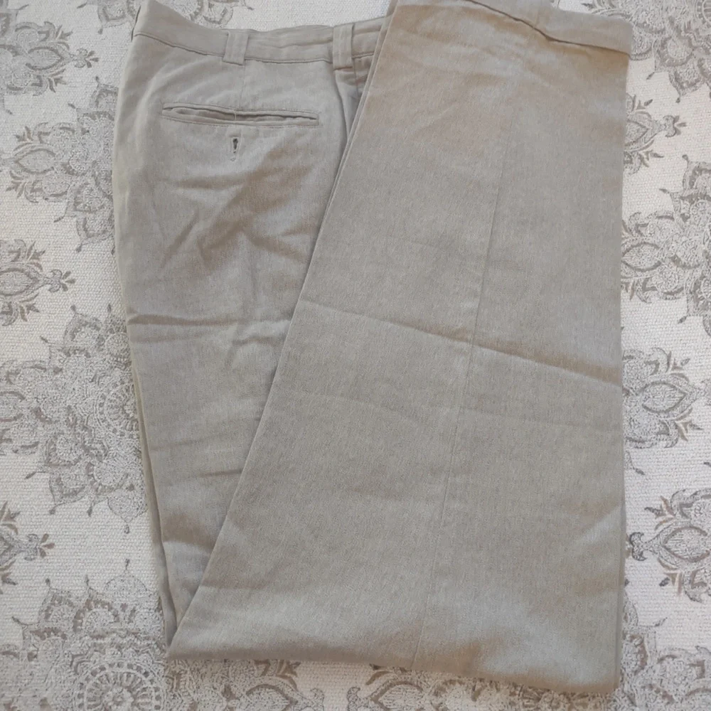 Perry Ellis| Men | Vintage Cotton/Linen Look Pleated Cuffed Pants | 33x32